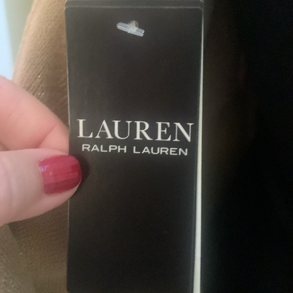 NWT Ralph Lauren women's one size poncho wrap Camel knit w gold specs msrp $110 - Picture 9 of 9